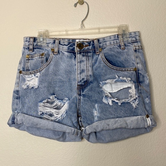 One Teaspoon Anthropologie jean shorts denim women’s 25 distressed - Picture 1 of 7
